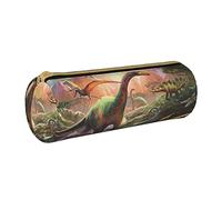 Lawenp Estuche cilíndrico de Cuero para lápices, patrón de imágenes de Dinosaurios, Bolsa de papelería de Oficina Duradera, Caja de papelería, Organizador de Almacenamiento