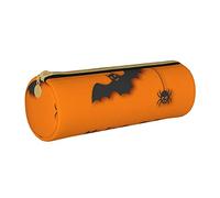 Lawenp Estuche de lápices cilíndrico de Cuero Estuche de lápices con patrón de araña y murciélago de Dibujos Animados Estuche portátil para lápices para la Escuela universitaria