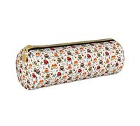 Lawenp Estuche de lápices cilíndrico de Cuero Estuche de lápices con patrón de búho de Halloween Bolsa de Almacenamiento de papelería portátil para la Escuela universitaria