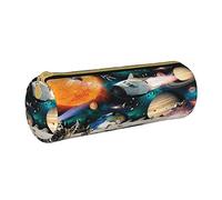Lawenp Estuche de lápices cilíndrico de Cuero Estuche de lápices con patrón de Universo Hermoso Bolsa de Almacenamiento de papelería portátil para la Escuela universitaria