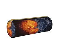 Lawenp Estuche de lápices cilíndrico de Cuero patrón de Amor de Fuego y Agua Bolsa de papelería de Oficina portátil Bolsa de lápices Suministros Escolares