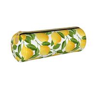 Lawenp Estuche de lápices cilíndrico de Cuero patrón de Limones Amarillos Acuarela Bolsa de papelería de Oficina portátil Bolsa de lápices Suministros Escolares