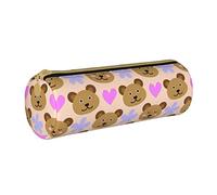 Lawenp Estuche de lápices cilíndrico de Cuero Patrón de Oso Lindo Bolsa de Almacenamiento de lápices Duradera Caja de papelería Organizador de Almacenamiento