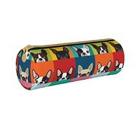 Lawenp Estuche de lápices cilíndrico de Cuero Patrón de Perro Lindo Estuche de papelería de Oficina portátil Organizador de Almacenamiento