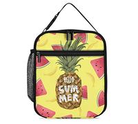 Lawenp Fiambrera aislada Hello Summer Pine Bolsa de almuerzo pequeña Dibujos animados Fruta de verano Térmica Reutilizable Refrigerador de almuerzo de trabajo para hombres Mujeres Oficina