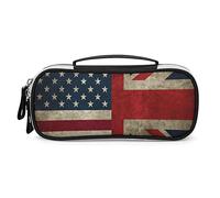 Lawenp Retro American and The Union Jack Flag Estuche para lápices Estuche portátil para bolígrafos con Cremallera Bolsa de Maquillaje de Viaje Organizadores de papelería para la Oficina en el hogar