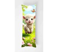 Lawn Body Pillow Case Cover 60x180cm, Long Backrest Cushion Pillow Protector with Zipper, Decorative Bedding Pillowcase, Soft Body Pillow Cover for Couch Bedroom Cartoon Sheep