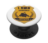 Lawn Enforcement Officer Landscaper Gardening Grass Mowing PopSockets PopGrip Adhesivo