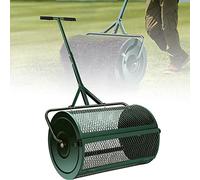 Lawn & Garden Spreaders, 24 inch Peat Moss Spreader, Heavy Duty Metal Mesh Roller Push/Tow Spreader - Compost, Peat Moss, Top Soil, Mulch-Garden & Lawn Care - Walk and Push Basket Sifter for Yard, J
