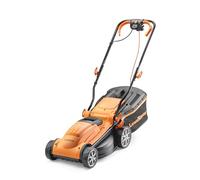 LawnMaster Cortacésped eléctrico de 1400 W con Ancho de Corte de 34 cm, Ideal para césped pequeño a Mediano tamaño. con 6 Alturas de Corte Ajustables y Rodillo Trasero para Acabado Rayado, 2 años de