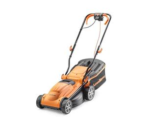 LawnMaster Cortacésped eléctrico de 1400 W con Ancho de Corte de 34 cm, Ideal para césped pequeño a Mediano tamaño. con 6 Alturas de Corte Ajustables y Rodillo Trasero para Acabado Rayado, 2 años de
