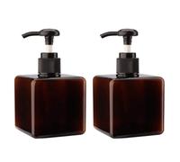 Lawnoval 2 botellas de plástico ámbar de 250 ml para jabón de manos, champú, loción, acondicionador, recipiente de líquido de viaje con bomba de bloqueo, para PETG+para PP