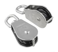 Lawnoval 2 piezas 304 para bloque de polea individual M50 de acero inoxidable, carga de 800 libras, para cuerda de rotación de 360° de 3/8-1/2 pulgadas, color plateado