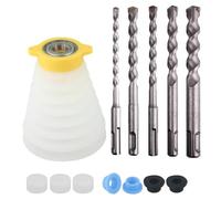 Lawnoval 6 piezas de vástago cuadrado SDS martillo eléctrico cubierta antipolvo y colector, silicona expandible para brocas de 6/8/10/12/14 mm, amarillo/blanco