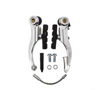 Lawnoval Aleación de aluminio para juego de frenos en V para bicicleta de montaña, frenos lineales delanteros o traseros con brazo de 110 mm de longitud y varillas curvadas (plata)