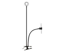 Lawnoval Anillo de luz LED 2 en 1 con soporte para teléfono ajustable para modos de iluminación, transmisión en vivo y fotografía selfie, blanco y negro