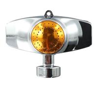 Lawnoval Aspersor de metal para riego de jardín con patrón de círculo cuadrado de 360°, distancia de pulverización ajustable, flujo suave, construcción de aleación de zinc, plateado y amarillo