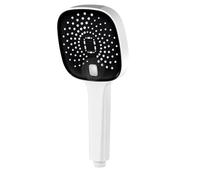 Lawnoval Cabezal de ducha de mano con 4 modos de pulverización y boquillas de autolimpieza, panel de gran tamaño a prueba de fugas para una amplia cobertura, conector G1/2, gris/plateado/blanco