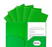 Lawnoval Carpetas de plástico con bolsillos y ranuras para tarjetas, tamaño carta, paquete de 6 unidades para oficina en casa, escuela, negro/azul/morado/rojo/verde