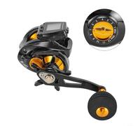 Lawnoval Carrete de pesca digital para baitcasting de mano derecha con relación de engranaje 6.3:1, contador de línea de visualización retroiluminado, marco de aleación de aluminio