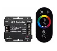 Lawnoval Controlador RGB táctil de 6 teclas para tira LED de 12 V-24 V CC, carcasa de hierro de 30 A con control remoto RF de 2.4 G, compatible con 5-24 V