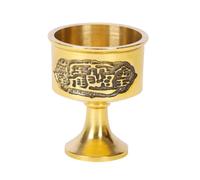 Lawnoval Copa de cáliz rituales y uso ceremonial, copa de latón con diseño de nudo de pentáculo en espiral, vasos dorados para fiestas, compatible con ofertas ancestrales de boda