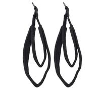 Lawnoval Correas de pie de pilates de doble bucle para equipo de fitness Reformer, correas de algodón con forro polar, paquete de 2, camas de pilates, color negro