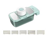 Lawnoval Cortador de verduras y frutas con 5 cuchillas intercambiables de acero inoxidable, accesorio de cocina compacto ABS para ensalada, sopa y guarnición, color verde