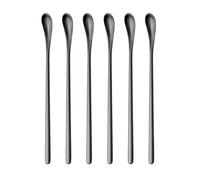 Lawnoval Cuchara de acero inoxidable de 7.6 pulgadas, cera derretida, resina, jabón y fabricación de velas, paquete de 6 varillas agitadoras con agarre cómodo, color negro