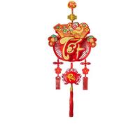 Lawnoval Decoración colgante de bolsa de la suerte vietnamita con detalles dorados, diseño de Dios de la fortuna para celebración del Año Nuevo Lunar, adorno de tela (68 x 29 x 3 cm)