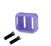 Lawnoval Funda de silicona a prueba de golpes para JBL Go 4, funda protectora portátil con correa de montaje, color negro y morado