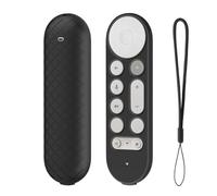 Lawnoval Funda de silicona para mando a distancia para Google TV 4K Streamer 2024, funda protectora antideslizante con cordón, negro y negro