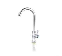 Lawnoval Grifo de plástico para fregadero de cocina, grifo de agua fría de una sola palanca con boquilla giratoria conexión G1/2 para el hogar, bar, baño, blanco (cromo)