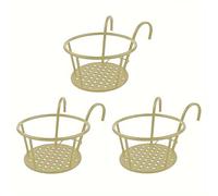 Lawnoval Iron Art - Soporte colgante para macetas con revestimiento de óxido, balcón, jardín o valla, color amarillo terroso, 1 paquete de 3 unidades