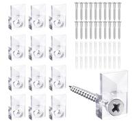 Lawnoval Juego de 20 clips de plástico transparente para espejo con tornillos y anclajes para instalar vidrio o espejos en puertas y paredes de armarios, transparente