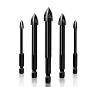 Lawnoval Juego de 5 brocas de carburo cementado, punta oxinitrurada para perforar eficientemente en vidrio, azulejos de cerámica, mármol, espejo, metal fino con taladro manual eléctrico general