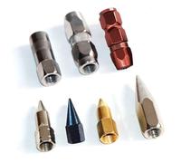 Lawnoval Juego de 7 boquillas planas de grasa resistentes con diseño a prueba de explosiones, construcción de hierro y acero al carbono para pistola de grasa, puntas negras/blancas y amarillas