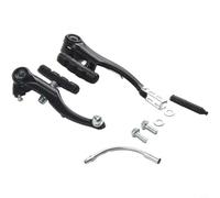 Lawnoval Juego de frenos de aleación de aluminio para bicicleta de montaña, frenos lineales delanteros o traseros con brazo de 110 mm de longitud y varillas curvadas (negro)