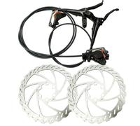 Lawnoval Kit de freno de disco hidráulico para bicicleta de montaña y bicicleta de carretera, pinza de pistón doble con rotores de 160 mm, compatible con 6 pernos, juego de frenos delanteros y