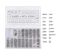 Lawnoval Kit de reparación de tornillos de acero inoxidable para gafas y gafas de sol, 1000 piezas con varios tamaños para gafas, relojes, cámaras y uso doméstico, color plateado