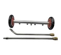 Lawnoval Limpiador de tren de rodaje a presión de 16 pulgadas con poste de extensión, escoba de agua de aleación de aluminio para limpieza de chasis de coche y parte inferior de la carrocería, negro y