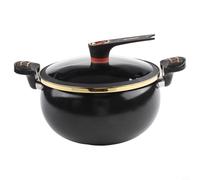 Lawnoval Mini olla a presión de hierro fundido, revestimiento de cerámica antiadherente, tapa de electrodomésticos de cocina pequeña y mango de bloqueo, olla de sopa para estufas de gas e inducción (8