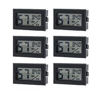 Lawnoval Mini termómetro digital higrómetro - Paquete de 6, medidor de temperatura y humedad con precisión de ±2 °C/± 5% HR para uso en interiores en humidores, invernaderos, refrigeradores