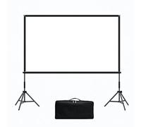 Lawnoval Pantalla de proyector portátil 4K HD con soporte, tela plegable resistente a las arrugas para uso en interiores y exteriores, 100/120 pulgadas, color blanco con funda de transporte