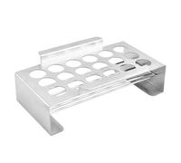 Lawnoval Parrilla de acero inoxidable con capacidad de 18 agujeros, bordes lisos y mango ancho para barbacoas al aire libre, parrillas y uso en cocina, color plateado