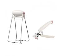 Lawnoval Pinzas antideslizantes resistentes al calor para microondas, hornos y parrillas, 2 unidades, acero inoxidable y ABS, 18 x 4 cm y 18,8 x 9 cm, azul/rosa