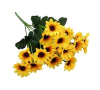 Lawnoval Ramo de girasoles artificiales, 24 girasoles de seda en tallos de plástico y alambre de hierro, 30 cm de alto, color amarillo, decoración para el hogar