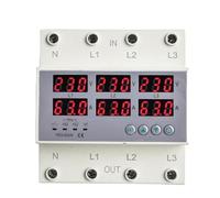 Lawnoval Relé digital trifásico sobre y bajo voltaje con limitador de corriente ajustable, montaje en riel DIN, dispositivo de protección AC220V/380V, gris, modelo CHSG-63