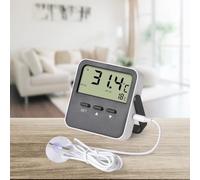 Lawnoval Termómetro digital de alarma de temperatura alta-baja con pantalla grande, higrómetro para interiores y exteriores, cable de sensor dual, soporte magnético y soporte, color naranja