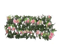 Lawnoval Valla telescópica de madera para jardín, balcón, patio, enrejado artificial ajustable con flores de seda, pantalla de privacidad, 40 cm de altura (1 pieza)